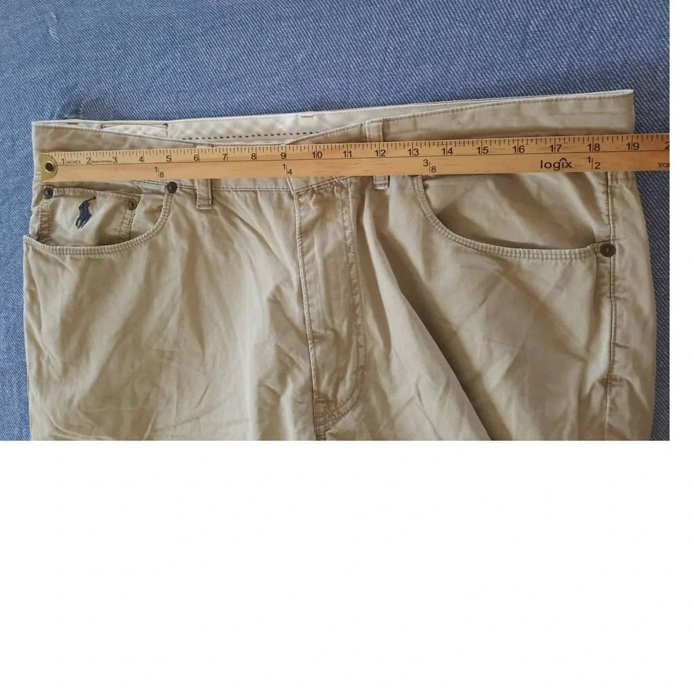 Polo Ralph Lauren Mens Chino Pants Straight Leg Brown Cotton 38x29 pocket logo
